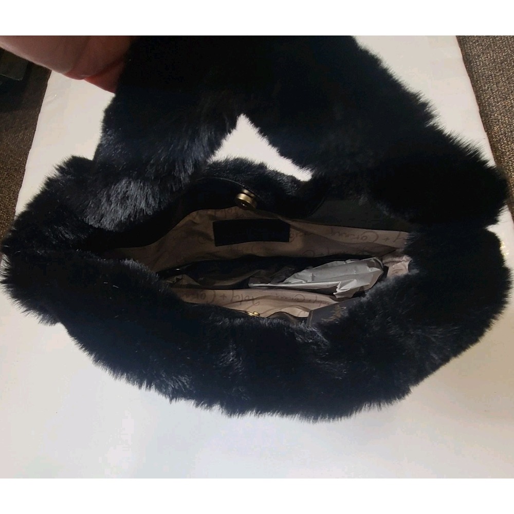 NWT Foley-Corinna Hygge Tower Faux Fur Black Handbag With Shoulder Strap Purse - Picture 4 of 7